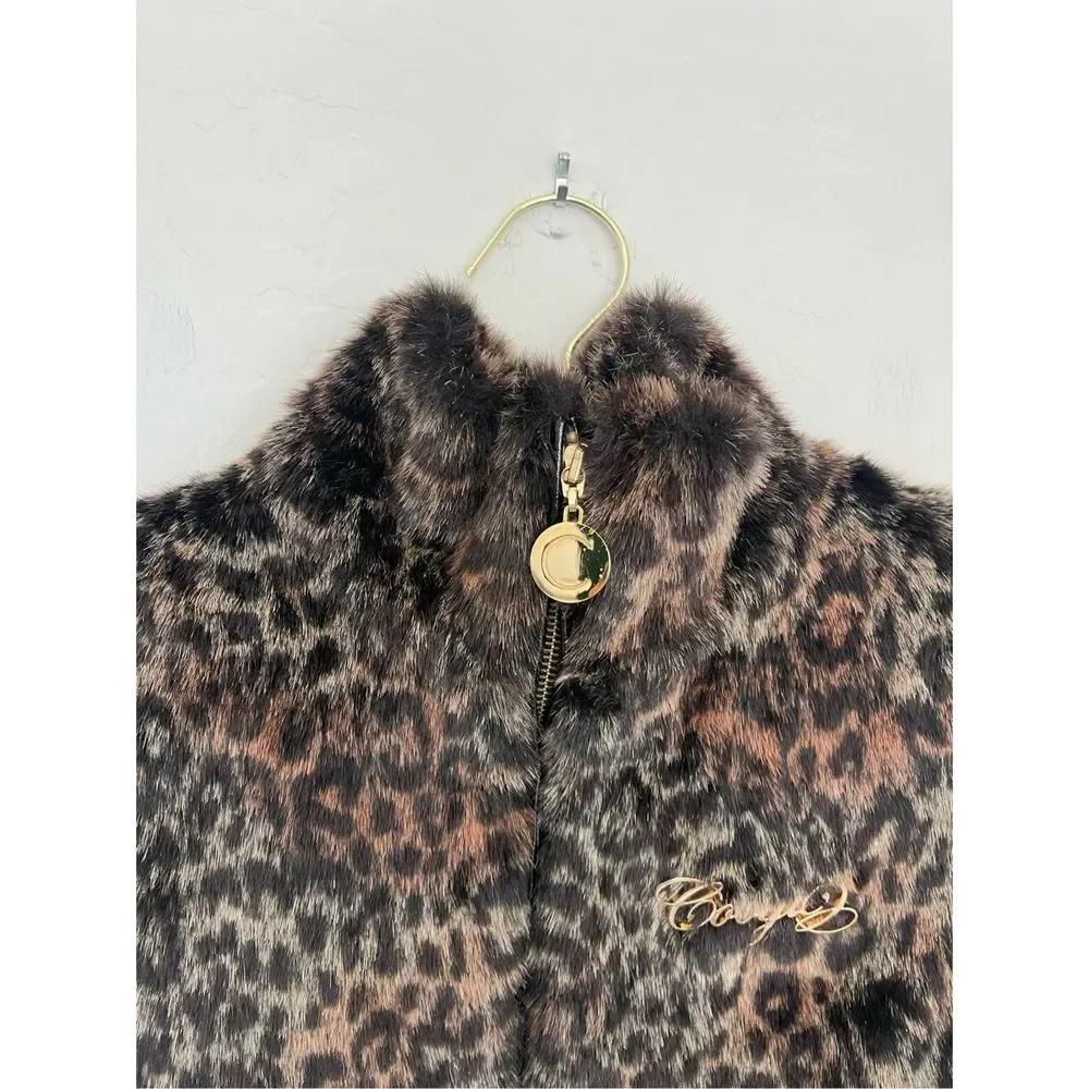 COOGI Faux Fur Feline Print Vest Size Large